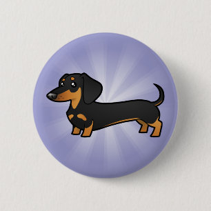 Cartoon Dachshund (gladde jas) Ronde Button 5,7 Cm