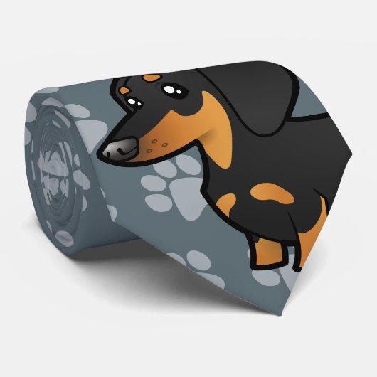 Cartoon Dachshund (gladde jas) Stropdas (Opgerold)