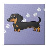 Cartoon Dachshund (gladde jas) Tegeltje (Voorkant)
