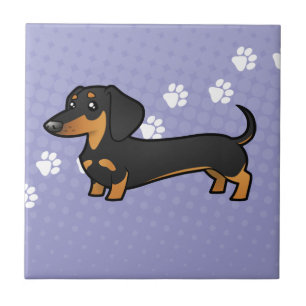 Cartoon Dachshund (gladde jas) Tegeltje