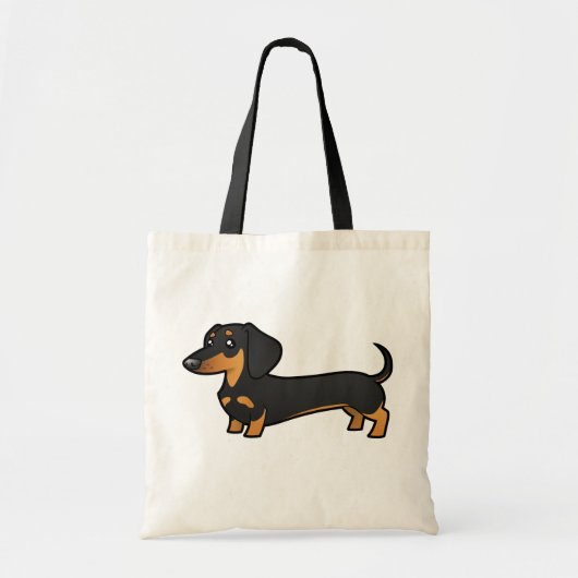 Cartoon Dachshund (gladde jas) Tote Bag (Voorkant)