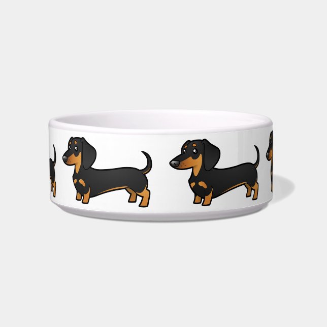 Cartoon Dachshund (gladde jas) Voerbakje (Voorkant)