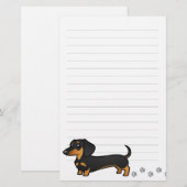 Cartoon Dachshund (gladde vacht) Briefpapier (Voorkant / Achterkant)