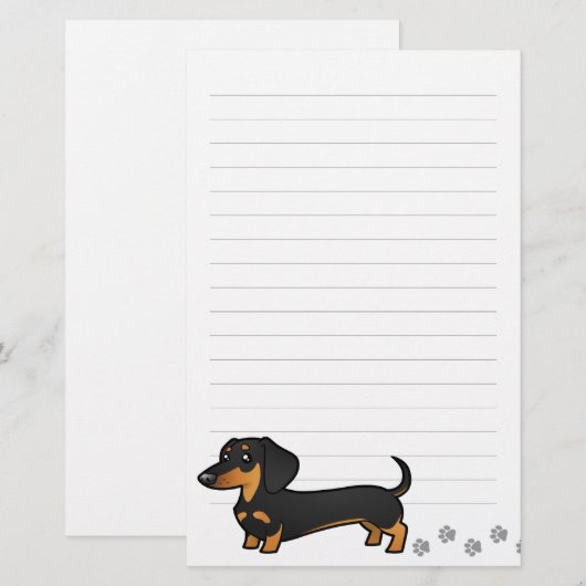 Cartoon Dachshund (gladde vacht) Briefpapier (Voorkant / Achterkant)