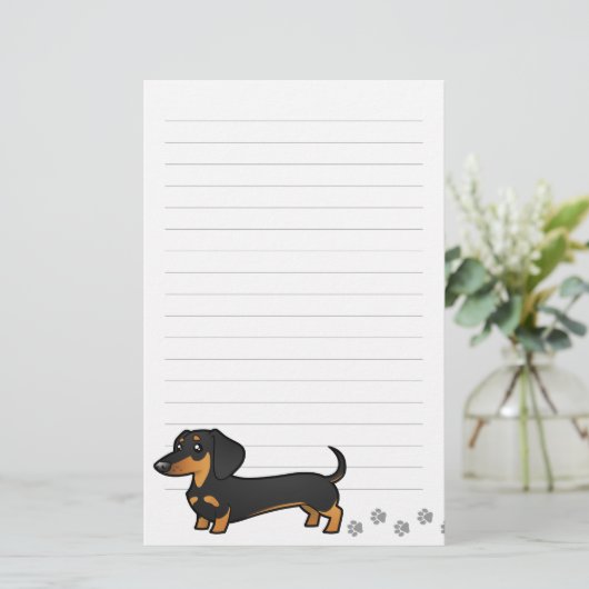 Cartoon Dachshund (gladde vacht) Briefpapier (Staand voorkant)