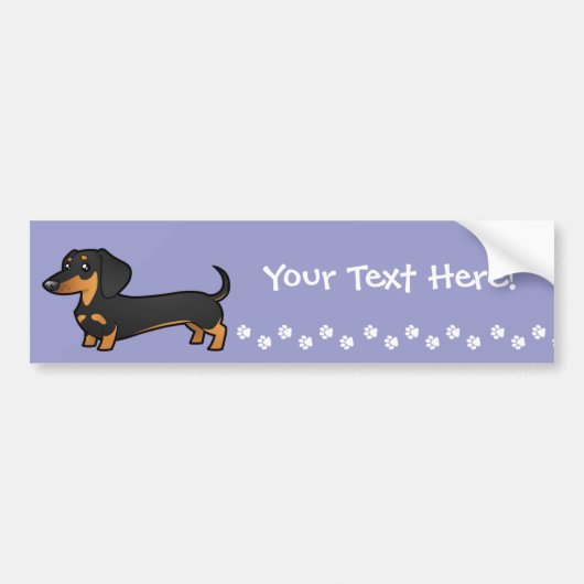 Cartoon Dachshund (gladde vacht) Bumpersticker (Voorkant)