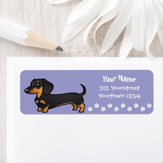 Cartoon Dachshund (gladde vacht) Etiket (Insitu)