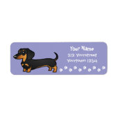 Cartoon Dachshund (gladde vacht) Etiket (Voorkant)