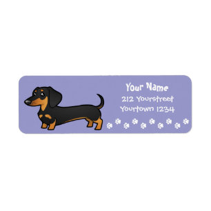 Cartoon Dachshund (gladde vacht) Etiket