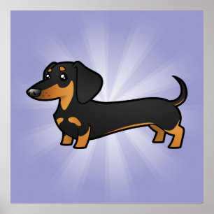 Cartoon Dachshund (gladde vacht) Poster