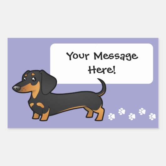 Cartoon Dachshund (gladde vacht) Rechthoekige Sticker (Voorkant)