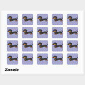 Cartoon Dachshund (gladde vacht) Vierkante Sticker (Vel)