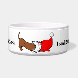 Cartoon Dachshund Kerstman Voerbakje