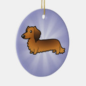 Cartoon Dachshund (longhair) Keramisch Ornament (Rechts)