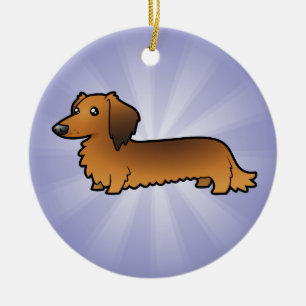 Cartoon Dachshund (longhair) Keramisch Ornament