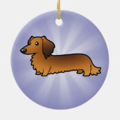 Cartoon Dachshund (longhair) Keramisch Ornament (Achterkant)