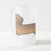 Cartoon Dachshund (longhair) Matglas Bierpul (Voorkant links)