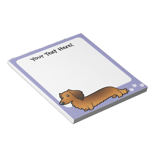 Cartoon Dachshund (longhair) Notitieblok (Schuin)