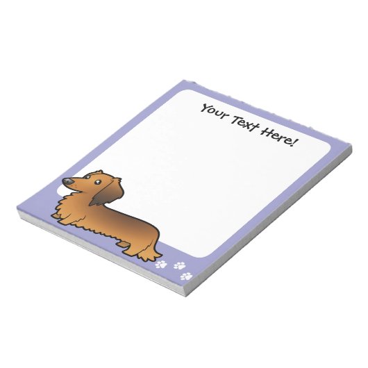 Cartoon Dachshund (longhair) Notitieblok (Linkerzijde)