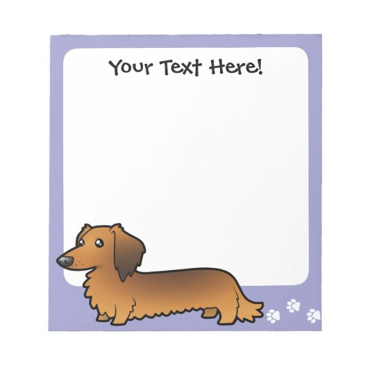 Cartoon Dachshund (longhair) Notitieblok (Voorkant)
