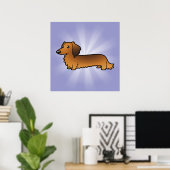 Cartoon Dachshund (longhair) Poster (Thuiskantoor)