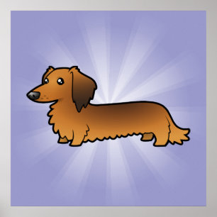 Cartoon Dachshund (longhair) Poster