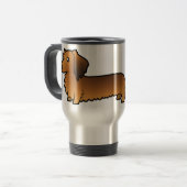 Cartoon Dachshund (longhair) Reisbeker (Voorkant links)