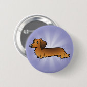 Cartoon Dachshund (longhair) Ronde Button 5,7 Cm (Voorkant /achterkant)