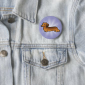 Cartoon Dachshund (longhair) Ronde Button 5,7 Cm (In situ)