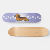 Cartoon Dachshund (longhair) Skateboard (Horizontaal)