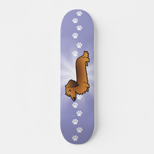 Cartoon Dachshund (longhair) Skateboard (Voorkant)