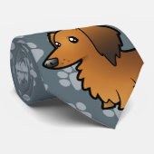 Cartoon Dachshund (longhair) Stropdas (Opgerold)