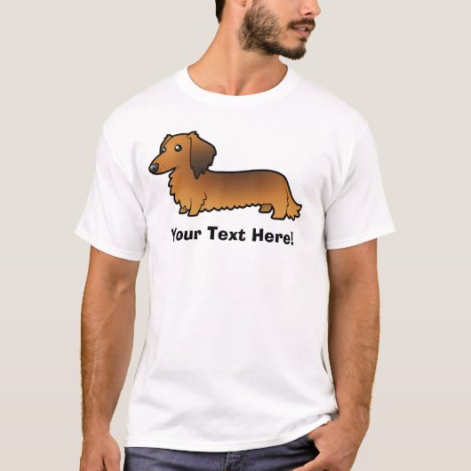 Cartoon Dachshund (longhair) T-shirt (Voorkant)
