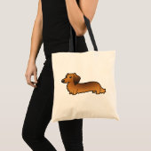 Cartoon Dachshund (longhair) Tote Bag (Voorkant (product))