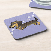 Cartoon Dachshund (wirehair) Bier Onderzetter (Linkerzijde)