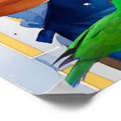 Cartoon Dad Grillen & Kinderen met Sparklers Poster (Hoek)