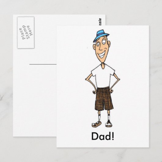 Cartoon Dad Vaderdag Briefkaart (Voorkant / Achterkant)
