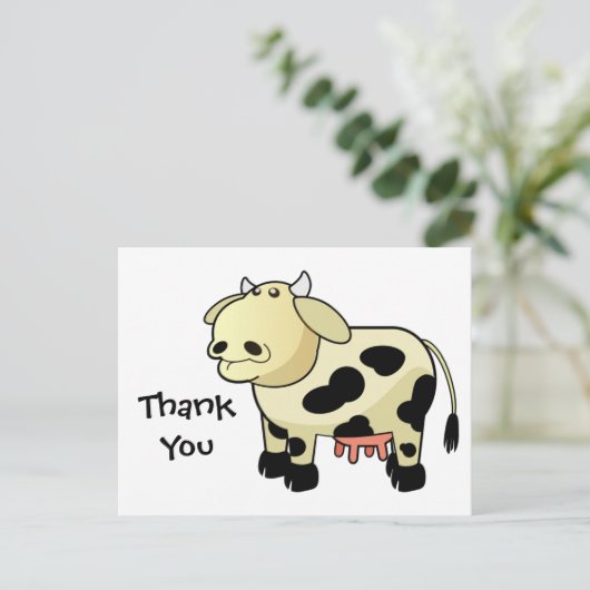 Cartoon Dairy Koe Dank u Briefkaart (Staand voorkant)