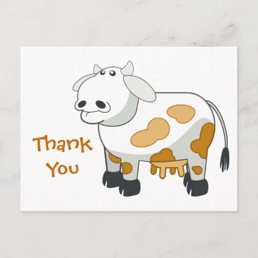 Cartoon Dairy Koe Dank u Briefkaart (Voorkant)