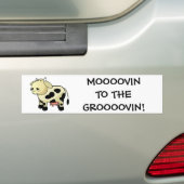 Cartoon Dairy Koe "MOOOVIN!" Bumpersticker (Op auto)