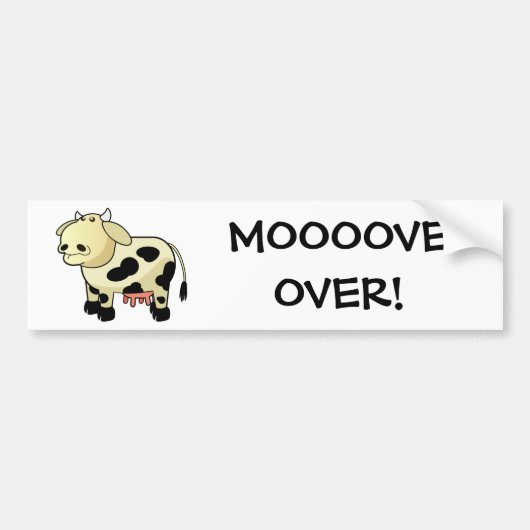 Cartoon Dairy Koe "OVERSCHRIJDEN!" Bumpersticker (Voorkant)