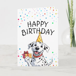 Cartoon Dalmatiër met verjaardagscadeau Kaart