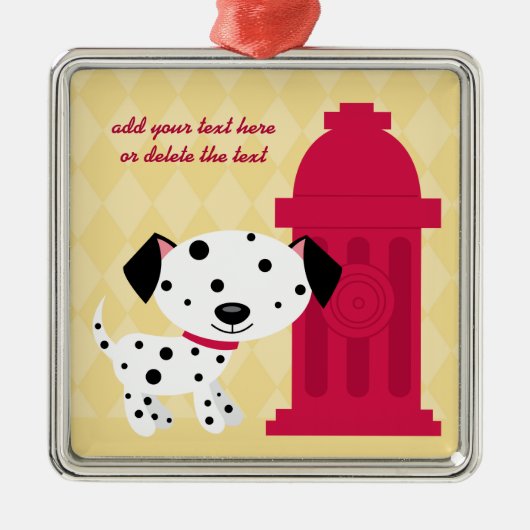 Cartoon dalmation dog & fire hydrant ornament orna (Voorkant)