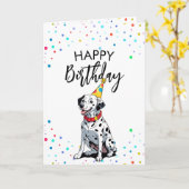 Cartoon Dalmatische hond met Confetti verjaardag Kaart (Gele Bloem)