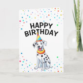 Cartoon Dalmatische Hond met Partij Pet Verjaardag Kaart (Voorkant)