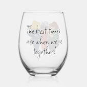 Cartoon dames "beste tijden!" wijnglas zonder voet (Achterkant)