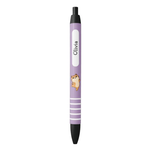 Cartoon Dancing Oranje Cat, Custom, Paarse Zwarte Inkt Pen (Voorkant Verticaal)