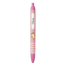Cartoon Dancing Oranje Cat, Custom, Roze Zwarte Inkt Pen