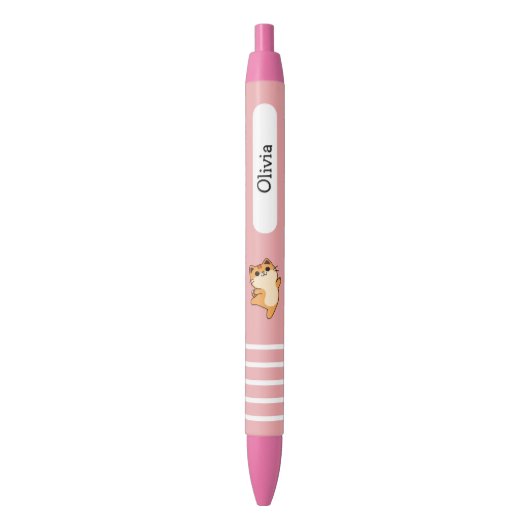 Cartoon Dancing Oranje Cat, Custom, Roze Zwarte Inkt Pen (Voorkant Verticaal)