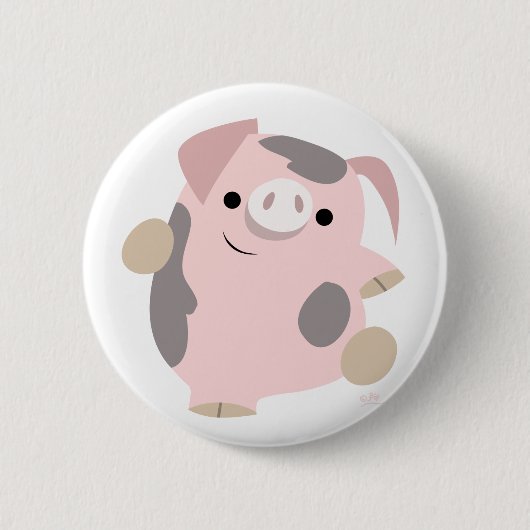 Cartoon Dancing Pig-knoopbadge Ronde Button 5,7 Cm (Voorkant)